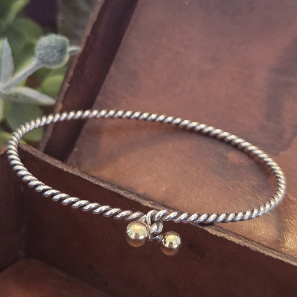 Beautiful Tiffany & Co. Twisted Gold Silver Hook and Eye Bracelet